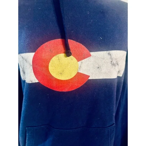 Colorado Flag Graphic Hoodie Sweatshirt Pullover Athleisure Comfy Blue - Picture 3 of 3